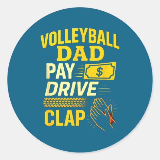 Volleyball Dad - Funny Proud Father Player Runder Aufkleber (Vorderseite)