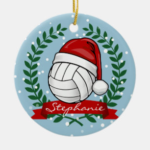 Volleyball, der eine Weihnachtshut Gewohnheit Keramik Ornament