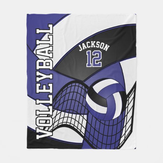 Volleyball 🏐 Design - Blau, Weiß, Schwarz Fleecedecke (Vorderseite)