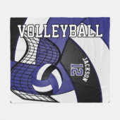 Volleyball 🏐 Design - Blau, Weiß, Schwarz Fleecedecke (Vorderseite (Horizontal))