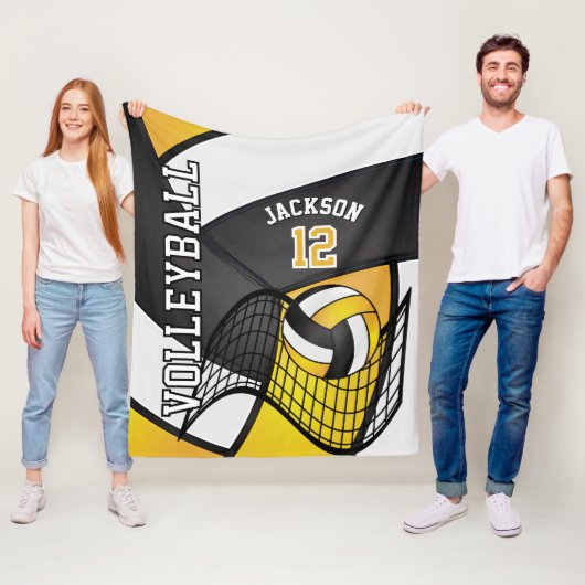 Volleyball 🏐 Design - Gelb, Weiß, Schwarz Fleecedecke (Beispiel)