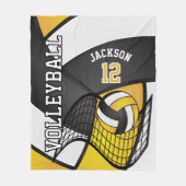 Volleyball 🏐 Design - Gelb, Weiß, Schwarz Fleecedecke (Vorderseite)