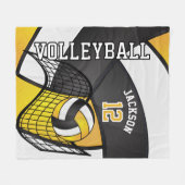 Volleyball 🏐 Design - Gelb, Weiß, Schwarz Fleecedecke (Vorderseite (Horizontal))