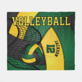 Volleyball 🏐 Design - Grün, Gold, Schwarz Fleecedecke (Vorderseite (Horizontal))