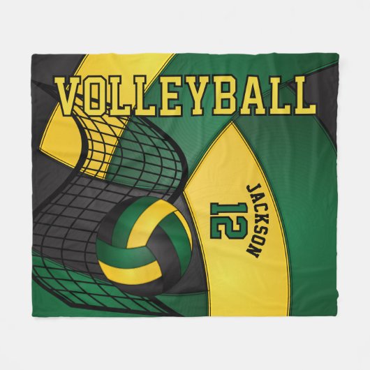 Volleyball 🏐 Design - Grün, Gold, Schwarz Fleecedecke (Vorderseite (Horizontal))