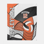 Volleyball 🏐 Design - orange, weiß, schwarz Fleecedecke (Vorderseite)