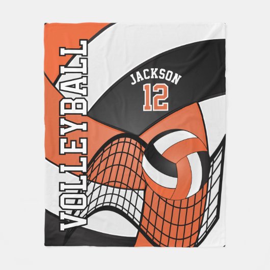 Volleyball 🏐 Design - orange, weiß, schwarz Fleecedecke (Vorderseite)