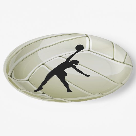 Volleyball Design Paper Party Plate Pappteller (Schrägansicht)