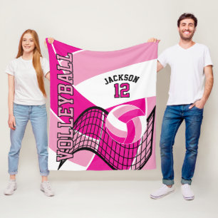 Volleyball 🏐 Design - Rosa und Weiß Fleecedecke