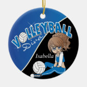 Volleyball Diva Girl Player in Blue Keramik Ornament (Vorne)