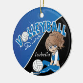 Volleyball Diva Girl Player in Blue Keramik Ornament (Links)