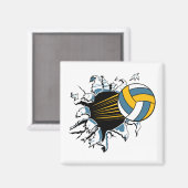 Volleyball durch Blau und Gold Magnet (Vorderseite/Rückseite)