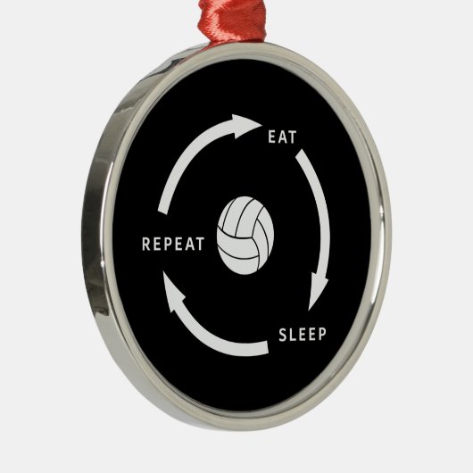 Volleyball Eat Sleep Wiederholung Sportfan Sprichw Ornament Aus Metall (Rechts)