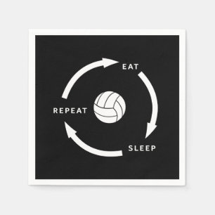 Volleyball Eat Sleep Wiederholung Sportfan Sprichw Serviette