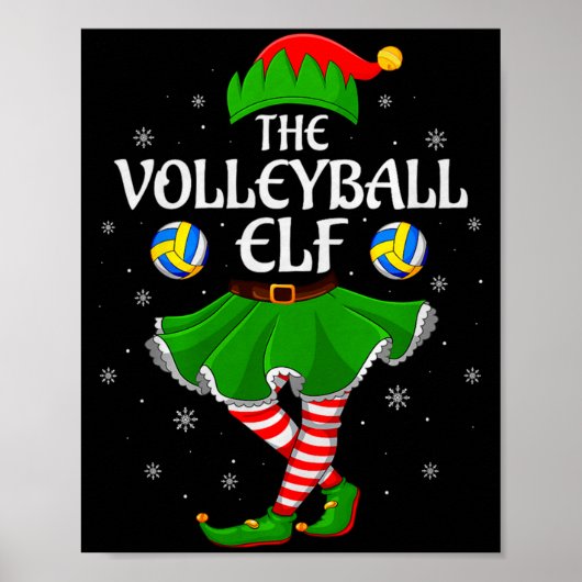 Volleyball Elf Christmas Family Girls Women Elf Sq Poster (Vorne)