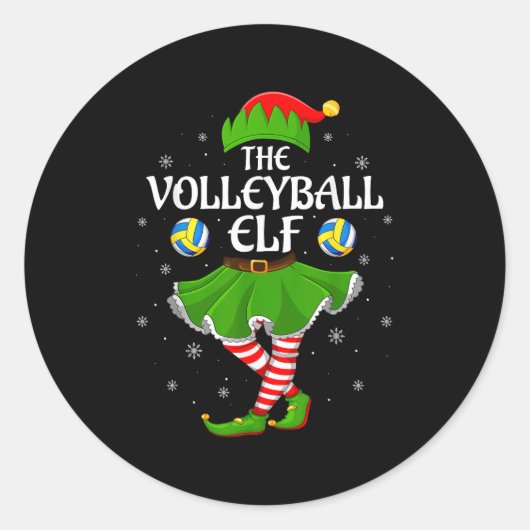 Volleyball Elf Christmas Family Girls Women Elf Sq Runder Aufkleber (Vorderseite)