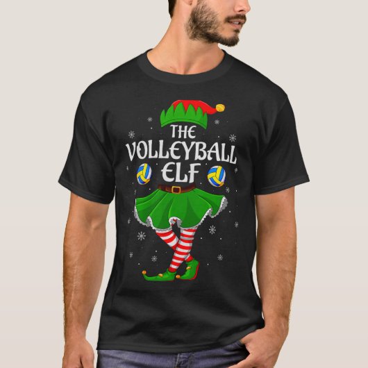 Volleyball Elf Christmas Family Girls Women Elf Sq T-Shirt (Vorderseite)