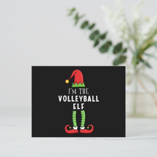 Volleyball Elf Weihnachtsmatte Familiengeschenk Postkarte (Stehend Vorderseite)