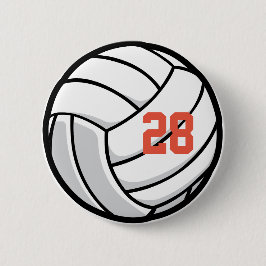 Volleyball Fan Club White Black Orange Sportteam Button
