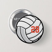 Volleyball Fan Club White Black Orange Sportteam Button (Vorne & Hinten)
