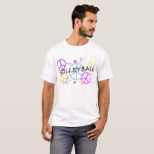 Volleyball farbige Friedenszeichen T-Shirt (Vorne ganz)