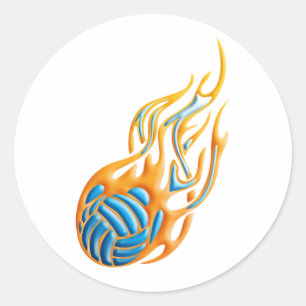 Volleyball-Feuerkugel Runder Aufkleber