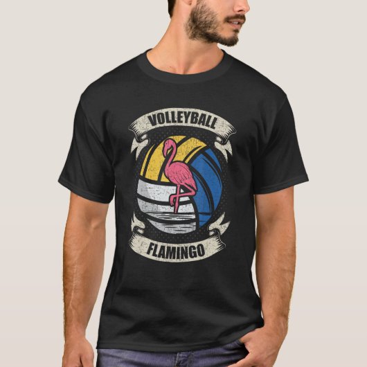 Volleyball Flamingo Coach Player T-Shirt (Vorderseite)