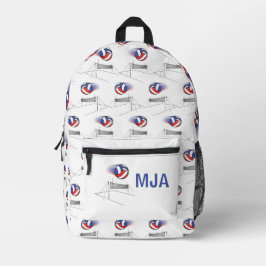 Volleyball fliegt über das Netz Rucksack
