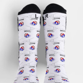 Volleyball fliegt über das Netz Socken