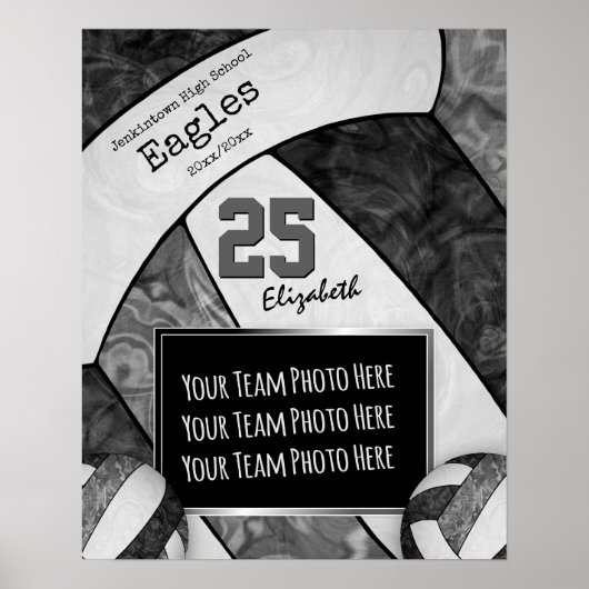 Volleyball-Foto der schwarzen Graumädchen Poster (Vorne)