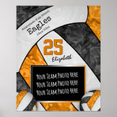 Volleyball-Foto für schwarzorange Mädels Poster (Vorne)