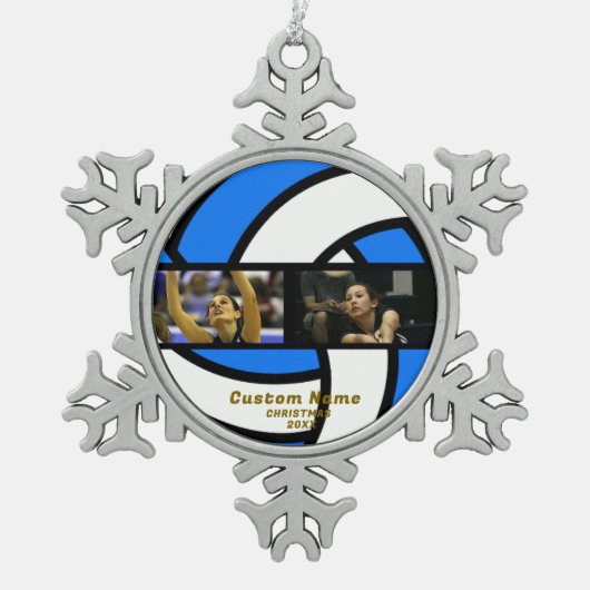 Volleyball Foto Ornament - Personalisiertes Zinnba (Vorderseite)