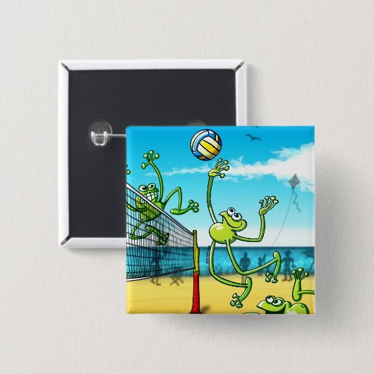 Volleyball-Frosch Button (Vorne & Hinten)