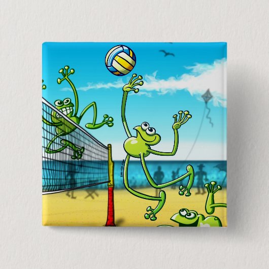 Volleyball-Frosch Button (Vorderseite)