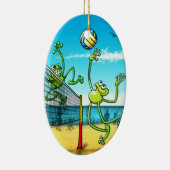 Volleyball-Frosch Keramik Ornament (Rechts)
