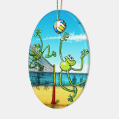Volleyball-Frosch Keramik Ornament (Links)