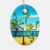 Volleyball-Frosch Keramik Ornament (Hinten)