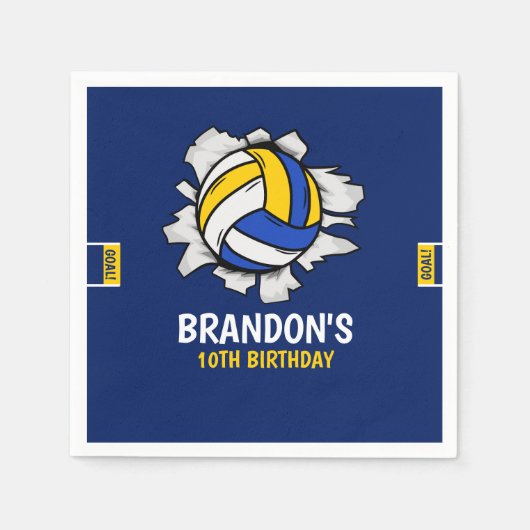 Volleyball Fun Birthday Boy Serviette (Vorderseite)