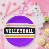 VOLLEYBALL Fun Purple Black Yellow Racing Stripes Pappteller (Party)