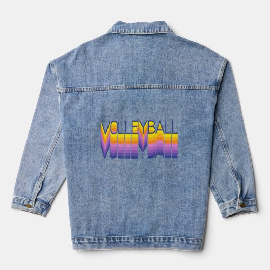 Volleyball - Fun Retro Look Jeansjacke (Rückseite)
