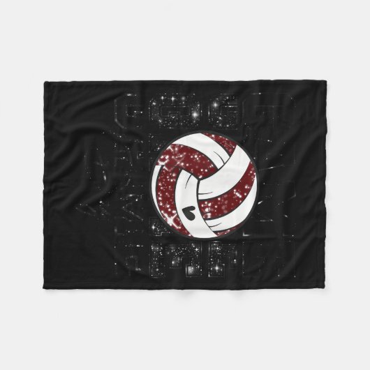 Volleyball Game Day Girls Volleyball Mom Maroon &a Fleecedecke (Vorderseite (Horizontal))