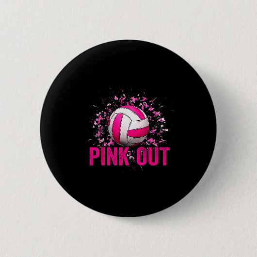 Volleyball Game Day Nk Out Breast Cancer Awareness Button (Vorderseite)