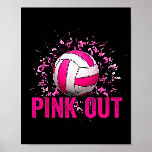Volleyball Game Day Nk Out Breast Cancer Awareness Poster