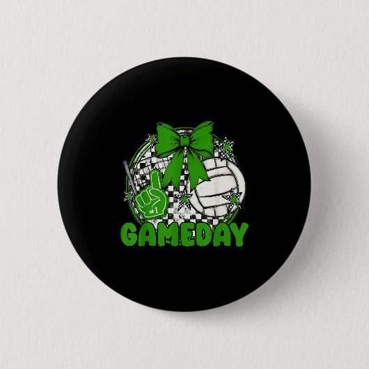 Volleyball Game Day Retro Girls Volleyball Mom Che Button (Vorderseite)