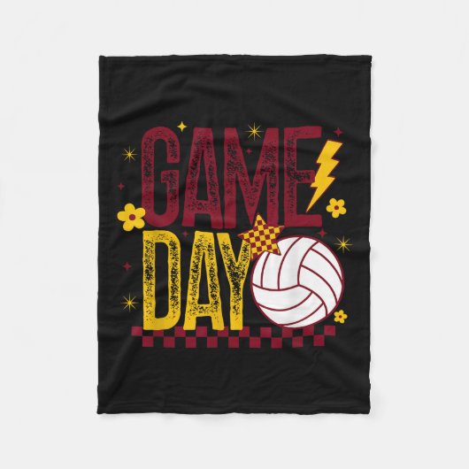 Volleyball Game Day Retro Girls Volleyball Mom Mar Fleecedecke (Vorderseite)