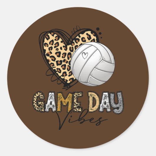 Volleyball Game Day Vibes Leopard Volleyball Mom Runder Aufkleber (Vorderseite)