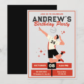 Volleyball-Geburtstag Einladung (Vorne/Hinten)