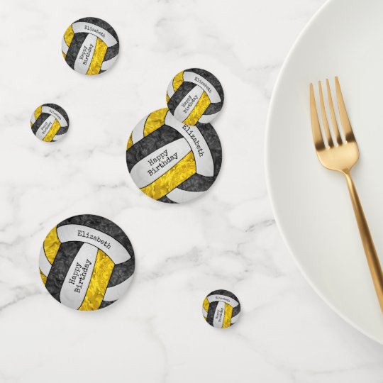 VolleyballGeburtstag von schwarzen Goldmädchen pe Konfetti Zazzle.de