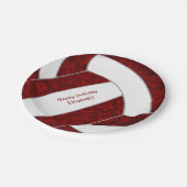 Volleyball-Geburtstagsmaroon Pappteller (Schrägansicht)