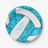 Volleyball-Geburtstagsparty des türkisblauen Mädch Pappteller (Vorderseite)